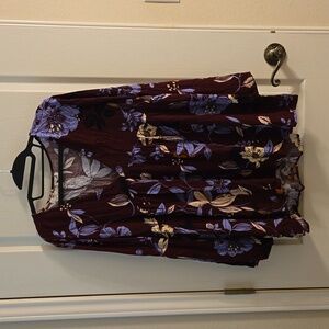 Free People Bella Burgundy Floral Tunic with Lavender and Cream Accents